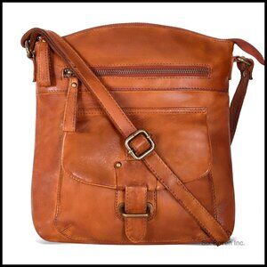 Leather Crossbody Bag Adjustable Strap Medium Size Everyday Handbag Purse